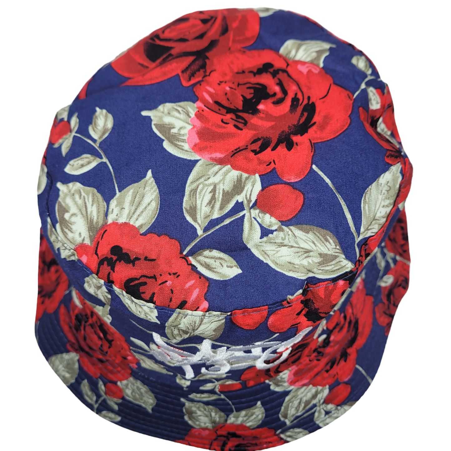 THE ROSES FLORAL BUCKET HAT IN NAVY BLUE