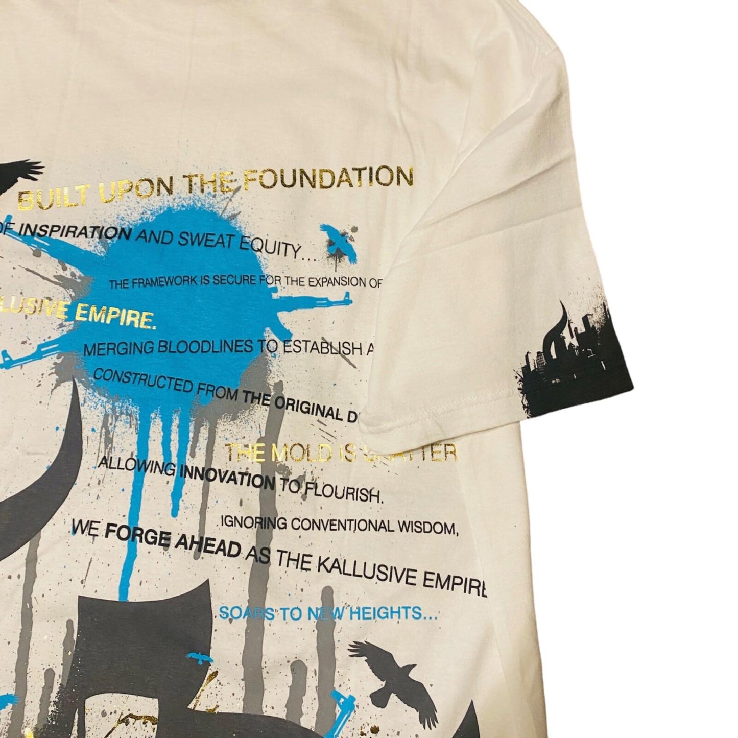 "Kallusive" Rare Men' Hip Hop Art Gun Gold Instruments of Change T-Shirt Size XL