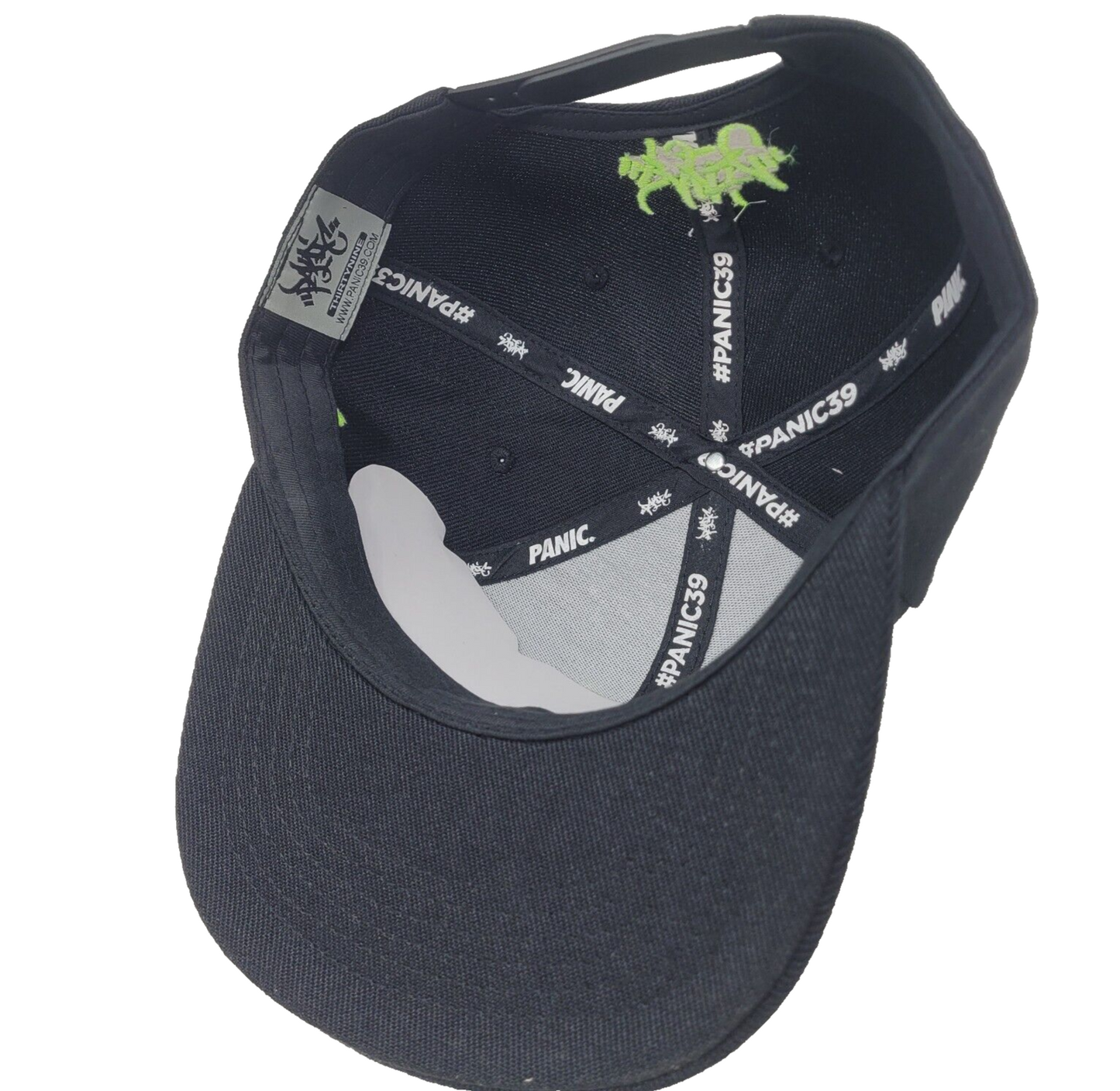 THE 3D BLACK AND FLUORESCENT GREEN TAG LOGO SNAPBACK BASEBALL HAT