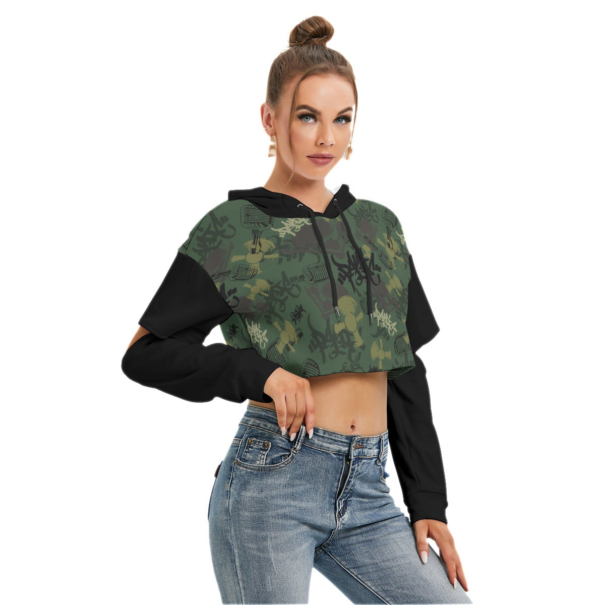 Camo hoodie crop top sale