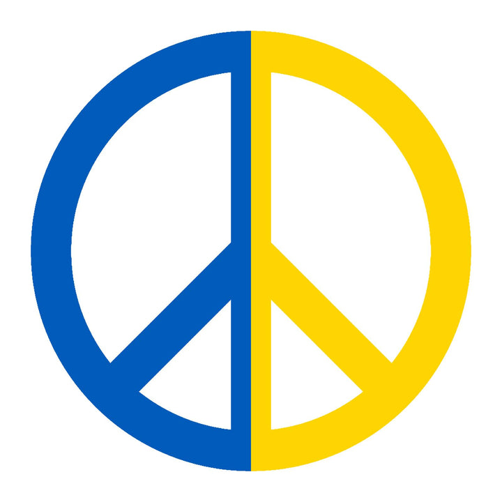 Peace sign in the blue and yellow of the Ukrainian flag