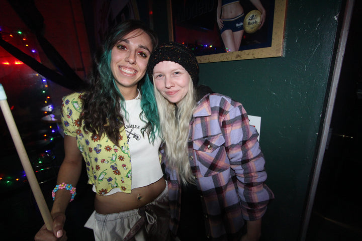 Two friends posing at the House Party with DJ Theeo at Frogees, Apple Valley, January 2024