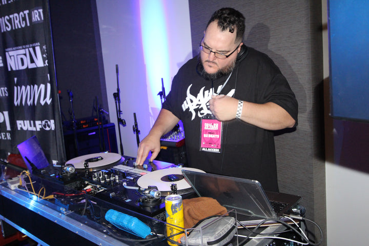 DJ on the turntables at the Full Force Anniversary, Las Vegas, January 2024