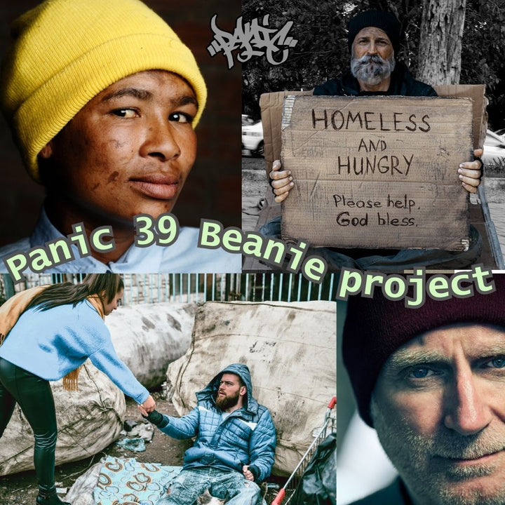 Panic 39 Beanie Project collage of people in winter beanies