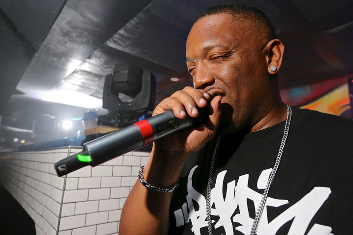 Andre Parnel on the mic at Respect Drum N Bass in Hollywood, photo by Regal D