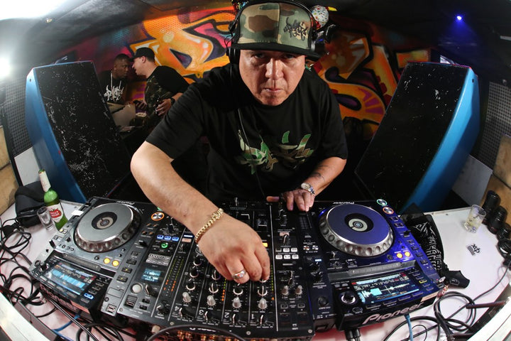 DJ APX 1 mixing at Respect Drum N Bass in Hollywood, photo by Regal D