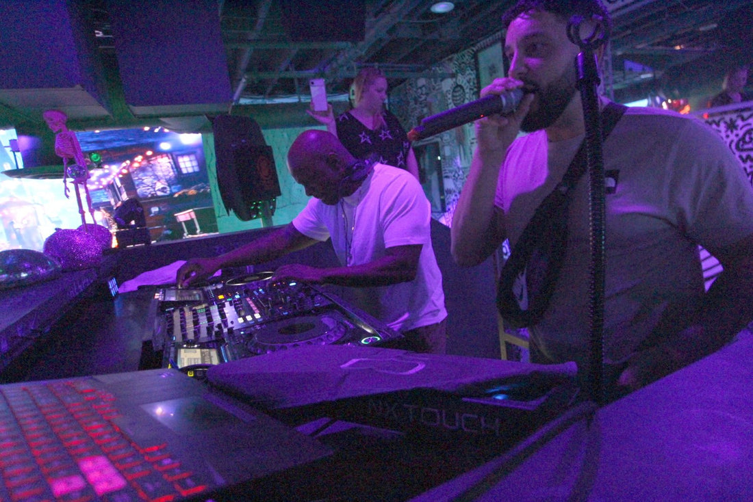 DJ SS and MC Toddlah at the booth during Bass Surge Wednesdays, Audio Bar Las Vegas