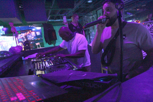 DJ SS and MC Toddlah at the booth during Bass Surge Wednesdays, Audio Bar Las Vegas