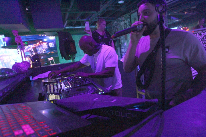 DJ SS and MC Toddlah at the booth during Bass Surge Wednesdays, Audio Bar Las Vegas