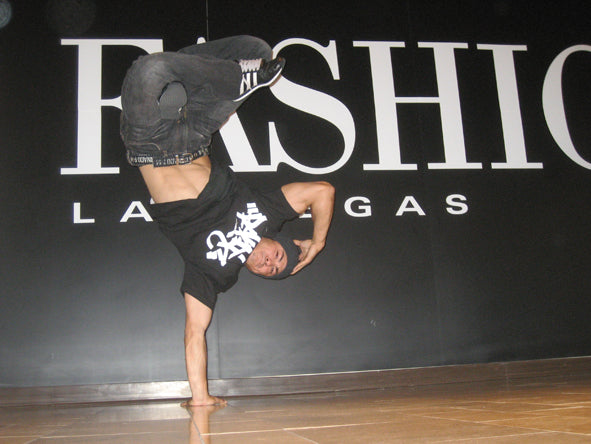 B-Boy Ingel of LA Breakers in a one-hand freeze in Las Vegas