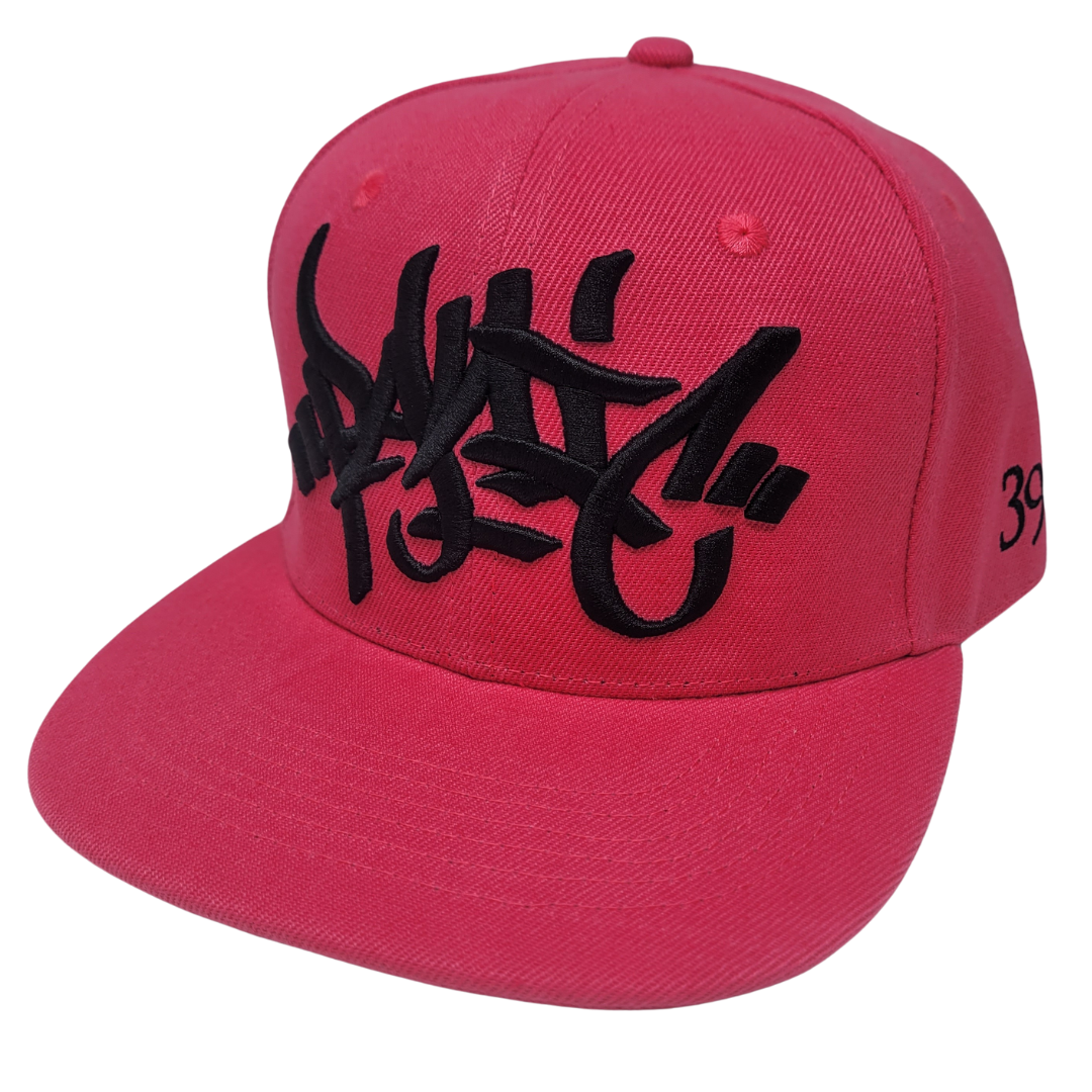 THE 3D HOT PINK & BLACK TAG LOGO SNAPBACK BASEBALL HAT