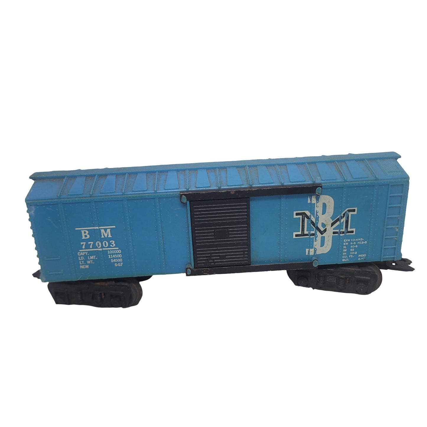 Marx 77003 Boston Maine BM O Gauge Blue Plastic Boxcar Vintage Toy Train 8in - Panic 39