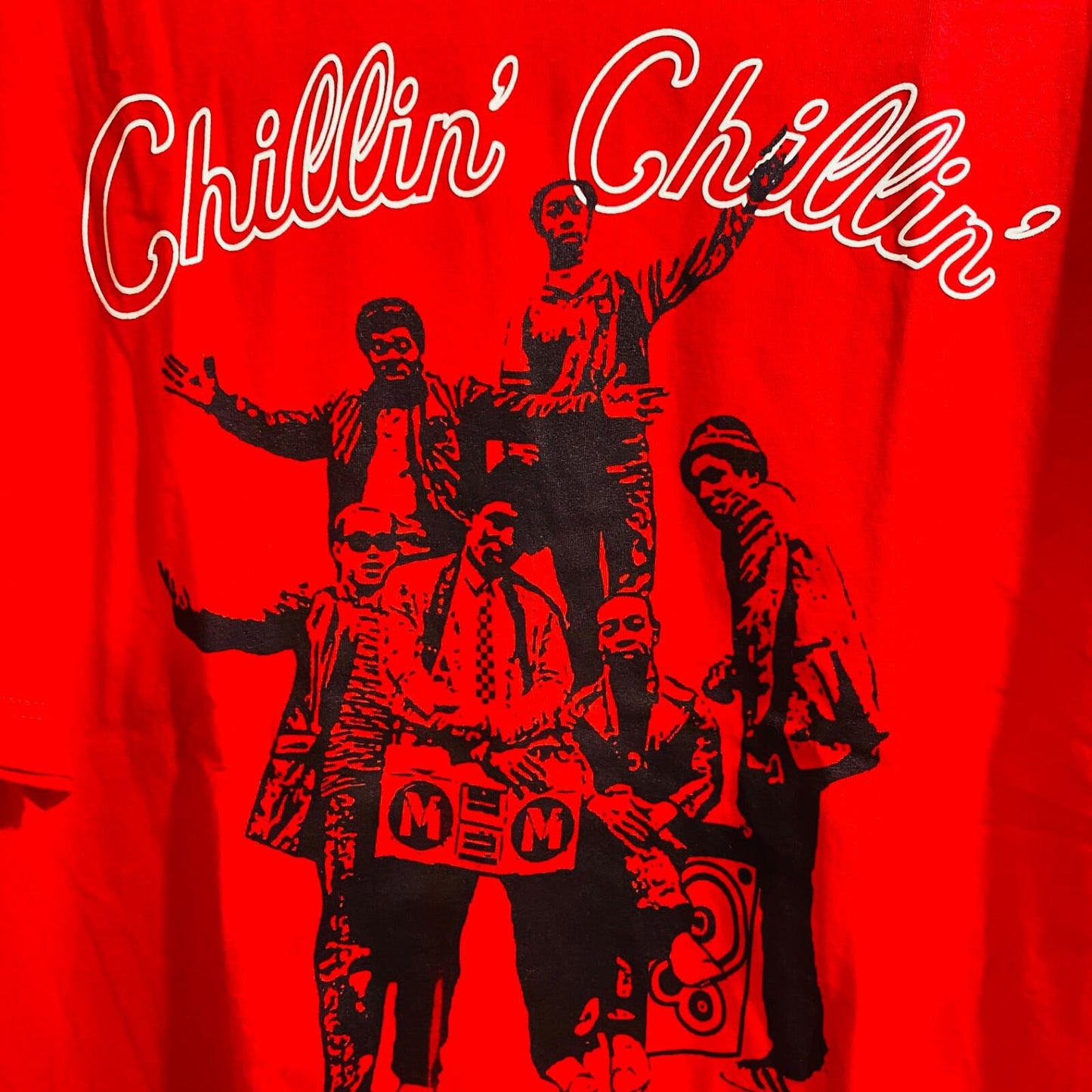 Men's Manifest T shirt red print chillin Hip Hop Ghetto Blaster Boom Box sz XL