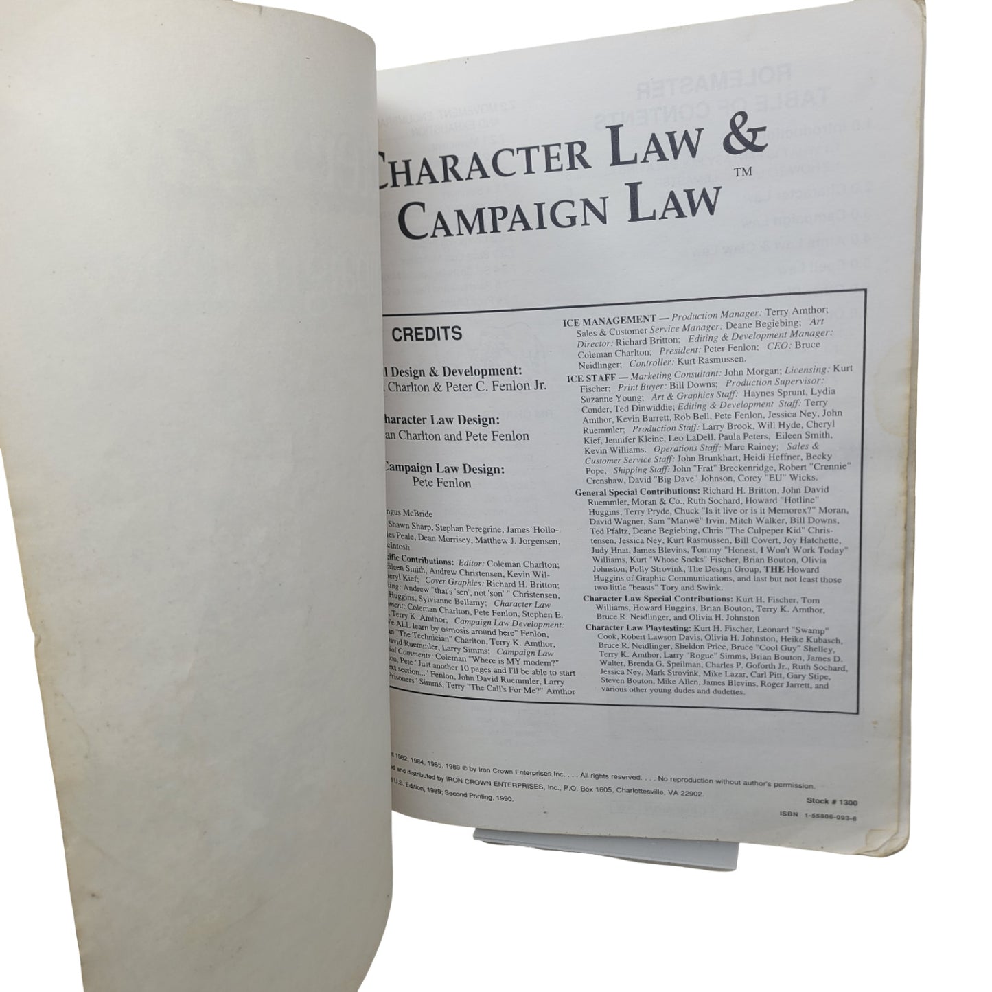 Character Law & Campaign Law ICE 1990 2nd Printing RPG D&D Gaming