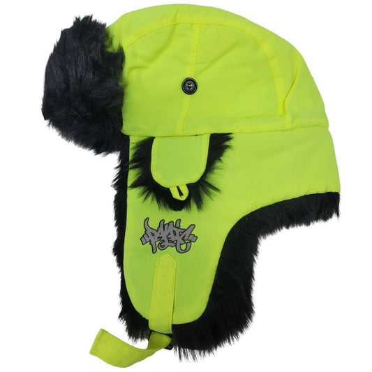 The Side Logo Aviator Hat in Neon Yellow and Black