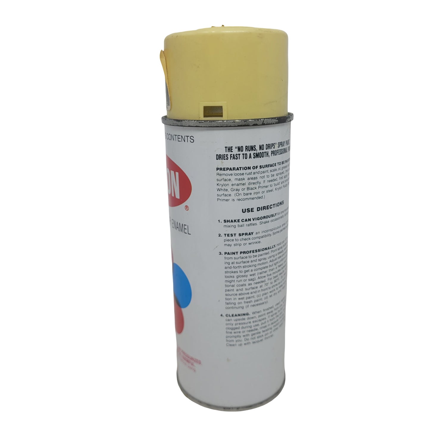 Vintage Krylon Pastel Yellow 1802 Borden Era Spray Paint Can Bar Code Label Lid