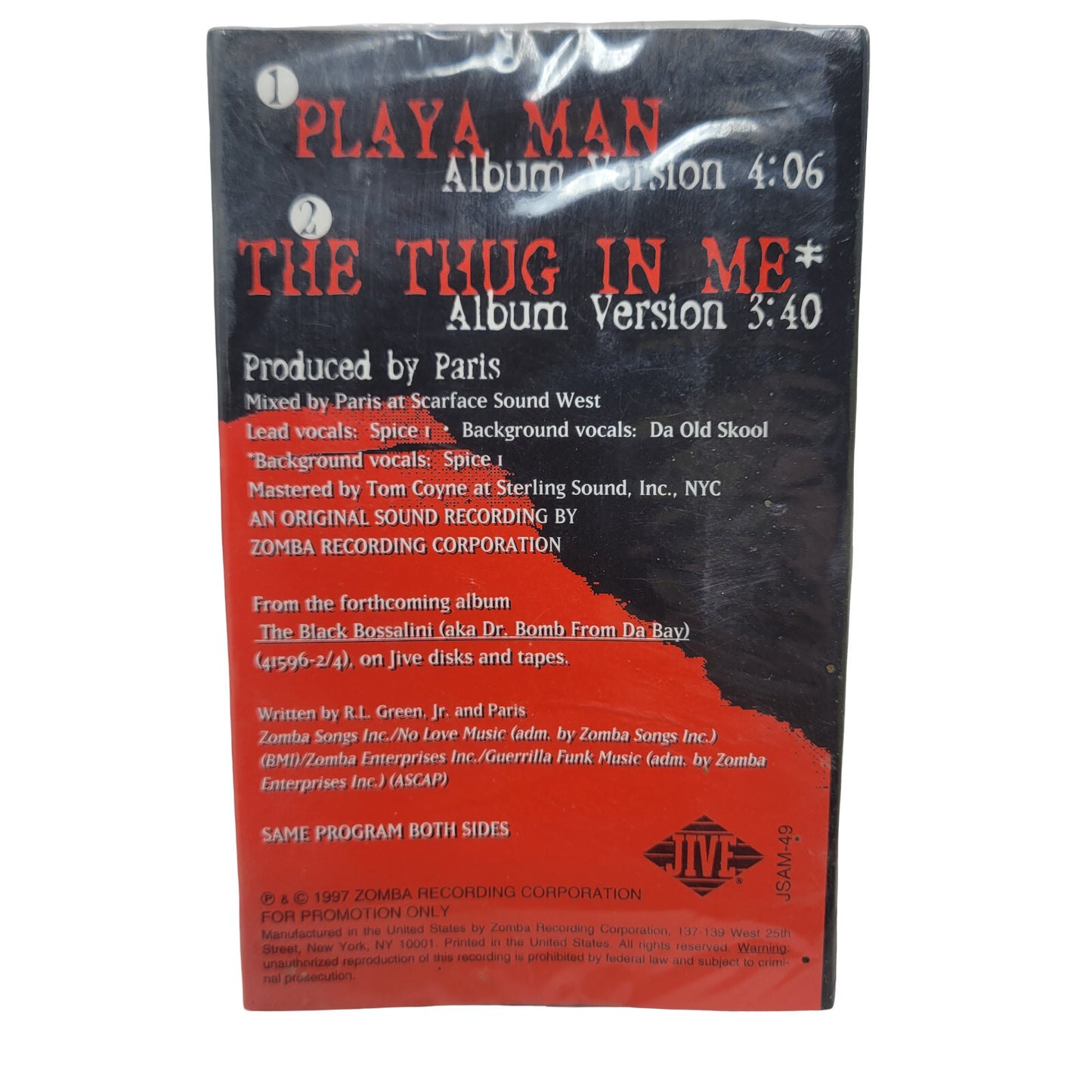 Spice 1 Playa Man / The Thug In Me Jive JSAM-49 Cassette Single Promo New Sealed