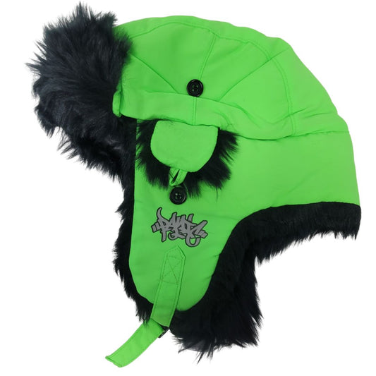 The Side Logo Aviator Hat in Neon Green and Black