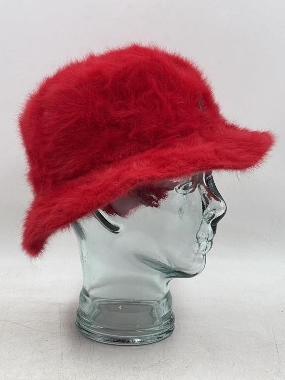 Vintage 90s UK Kangol Furgora Rap Hat Casual Bucket Hat Red Angora Blend Adult L