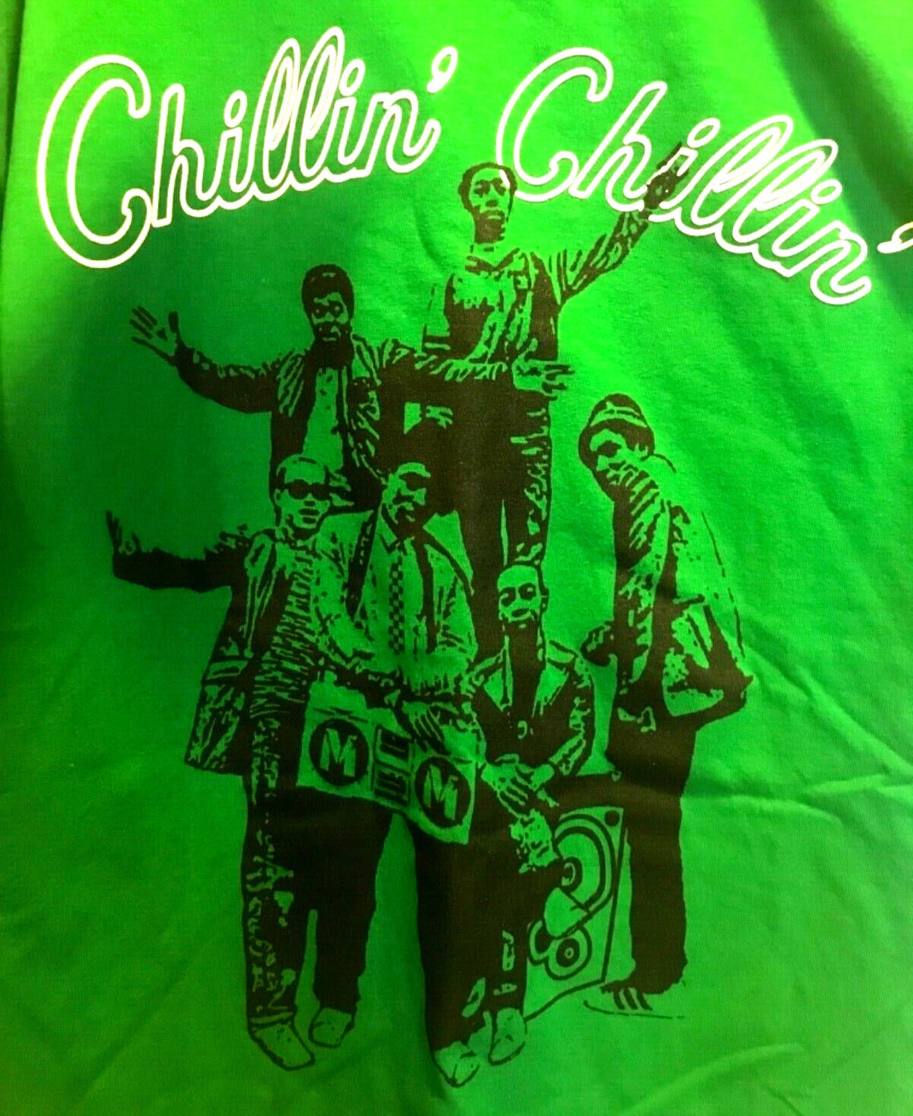 Mens Manifest T shirt Green print chillin Hip Hop Ghetto Blaster Boom Box sz XL - Panic 39