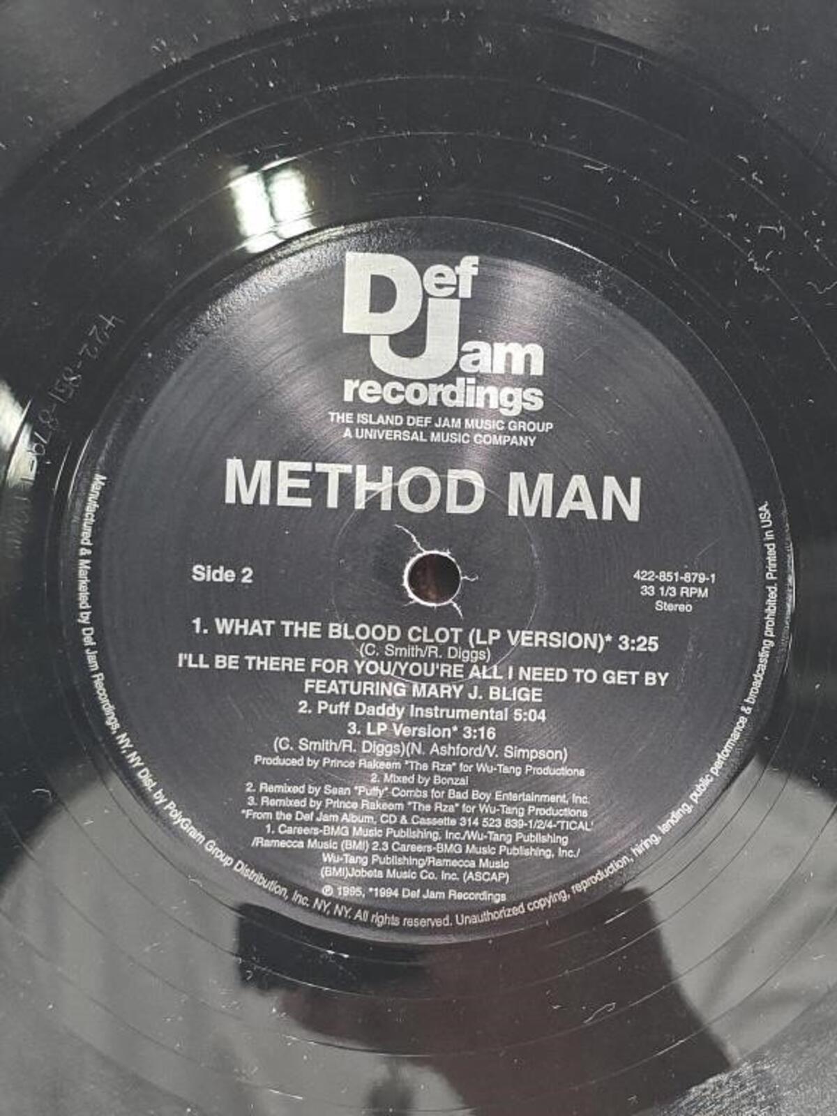 Method Man Signed "I'll Be There For You" Vinyl Autographed Record Wu Tang Clan - Panic 39