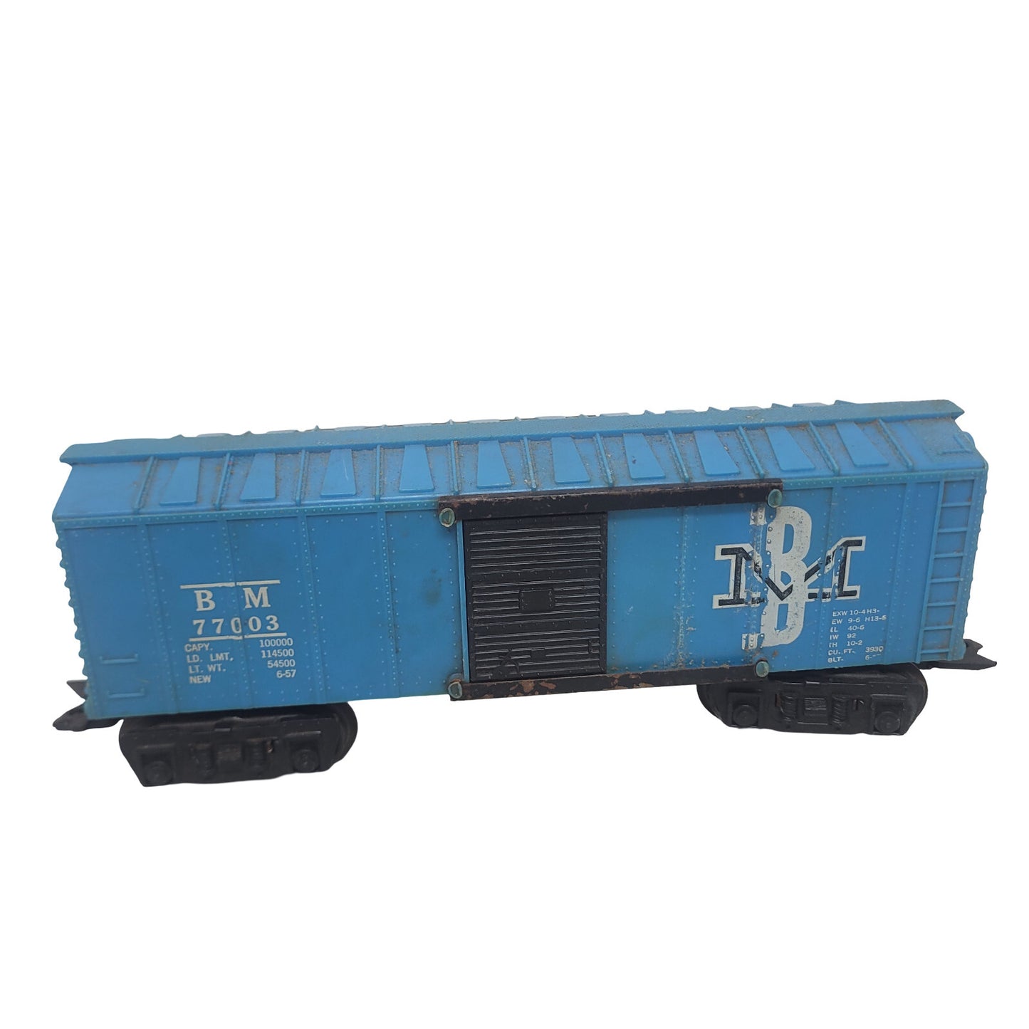 Marx 77003 Boston Maine BM O Gauge Blue Plastic Boxcar Vintage Toy Train 8in - Panic 39