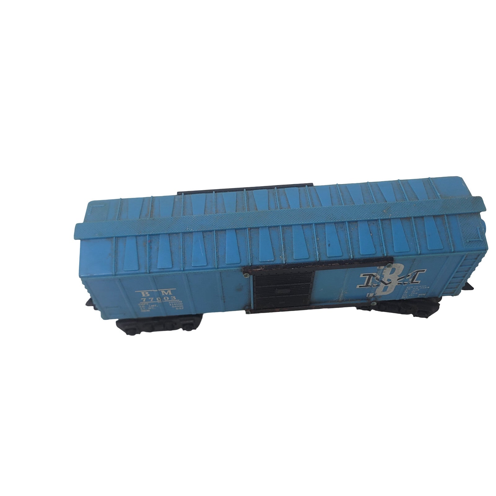 Marx 77003 Boston Maine BM O Gauge Blue Plastic Boxcar Vintage Toy Train 8in - Panic 39