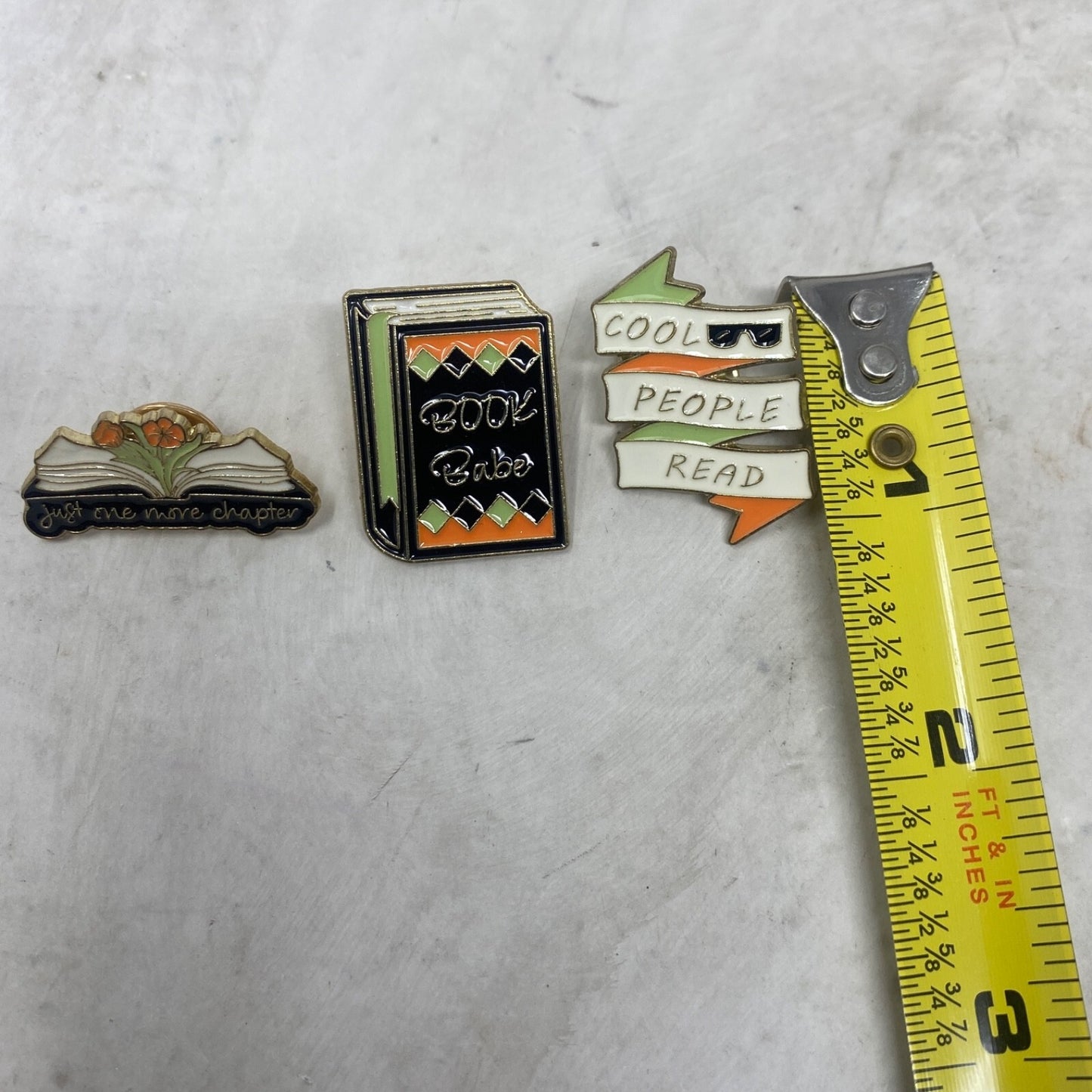 Cool People Read, Book Babe, Just One More Chapter Enamel Pins Jewelry 3 pc