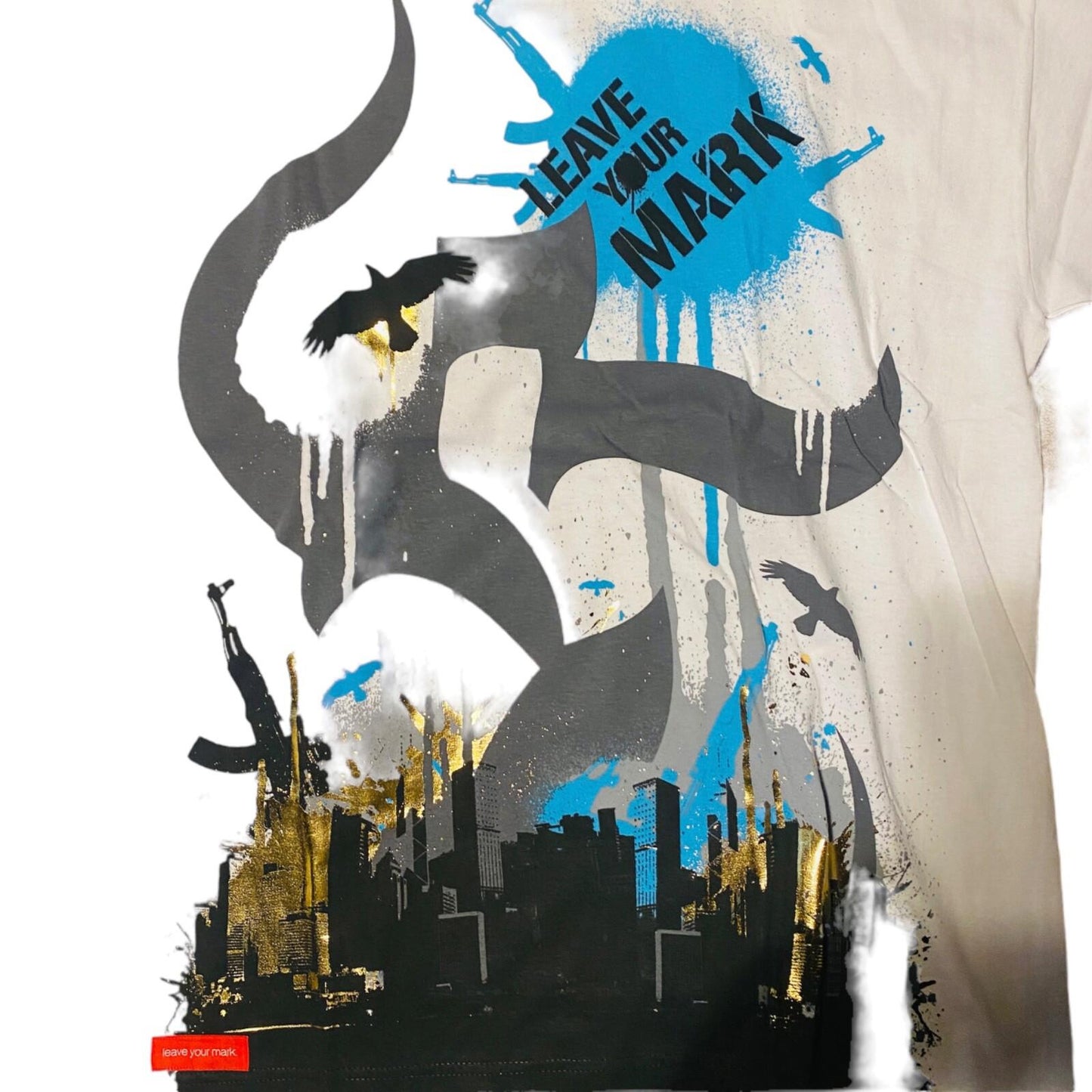 "Kallusive" Rare Men' Hip Hop Art Gun Gold Instruments of Change T-Shirt Size XL