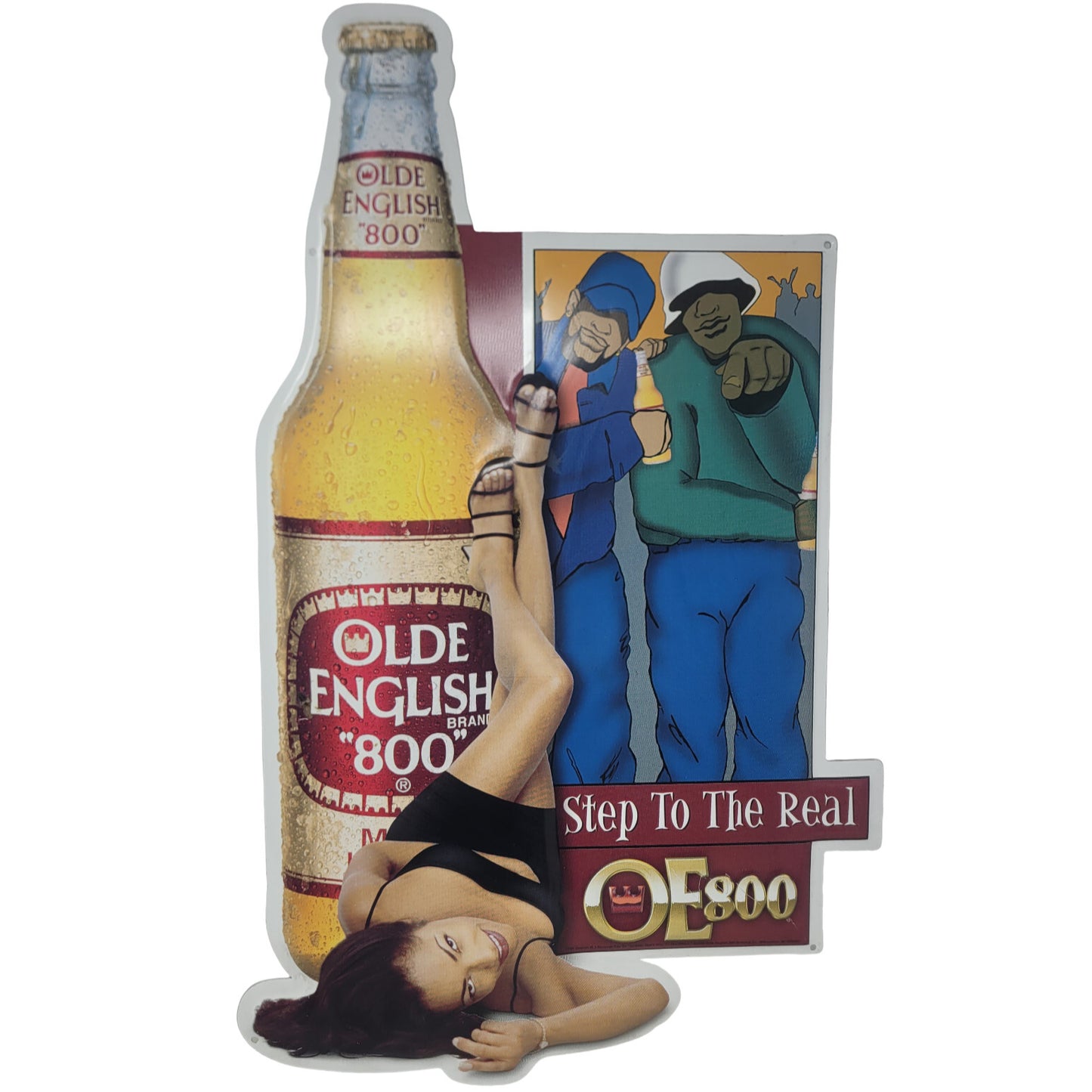 Old English 800 Beer Metal Tin Sign Rare Black RAP Art Step To The Real Y2K