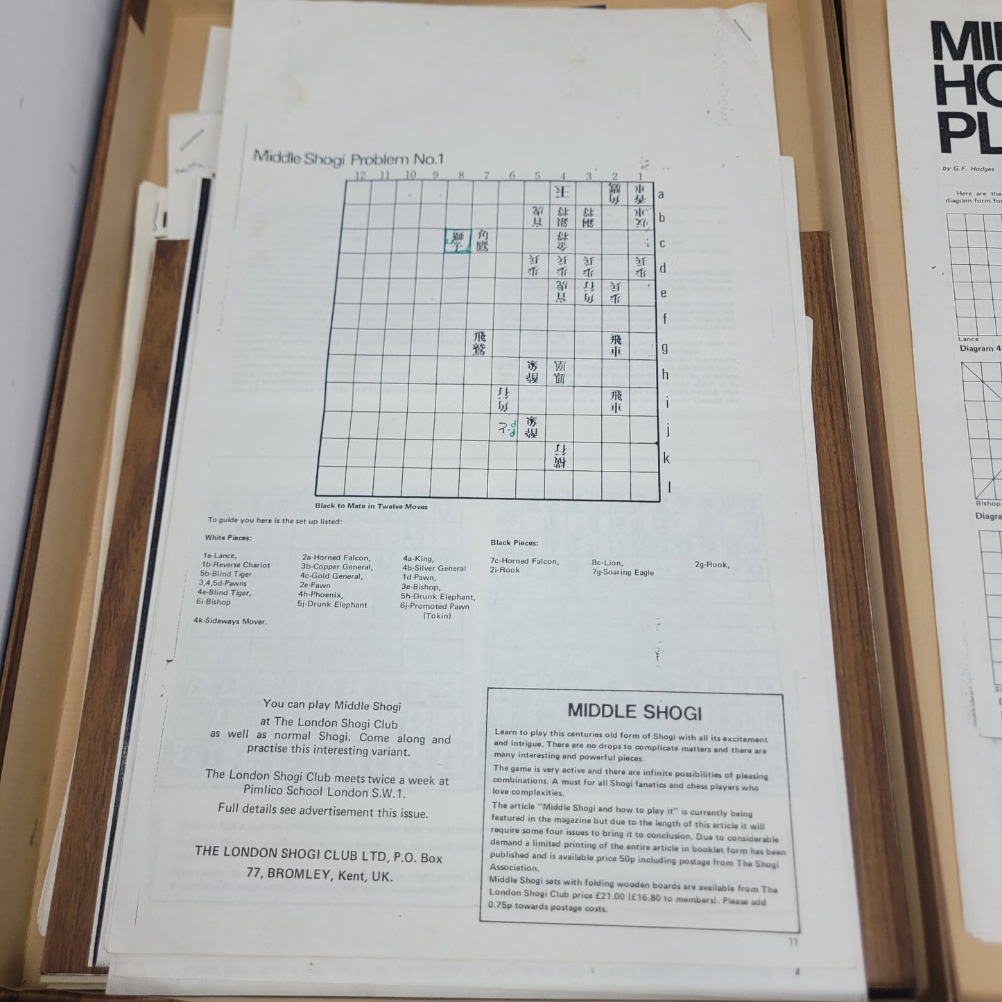 Vintage Chu Shogi Board Game Set Folding Ancient Japanese Chess