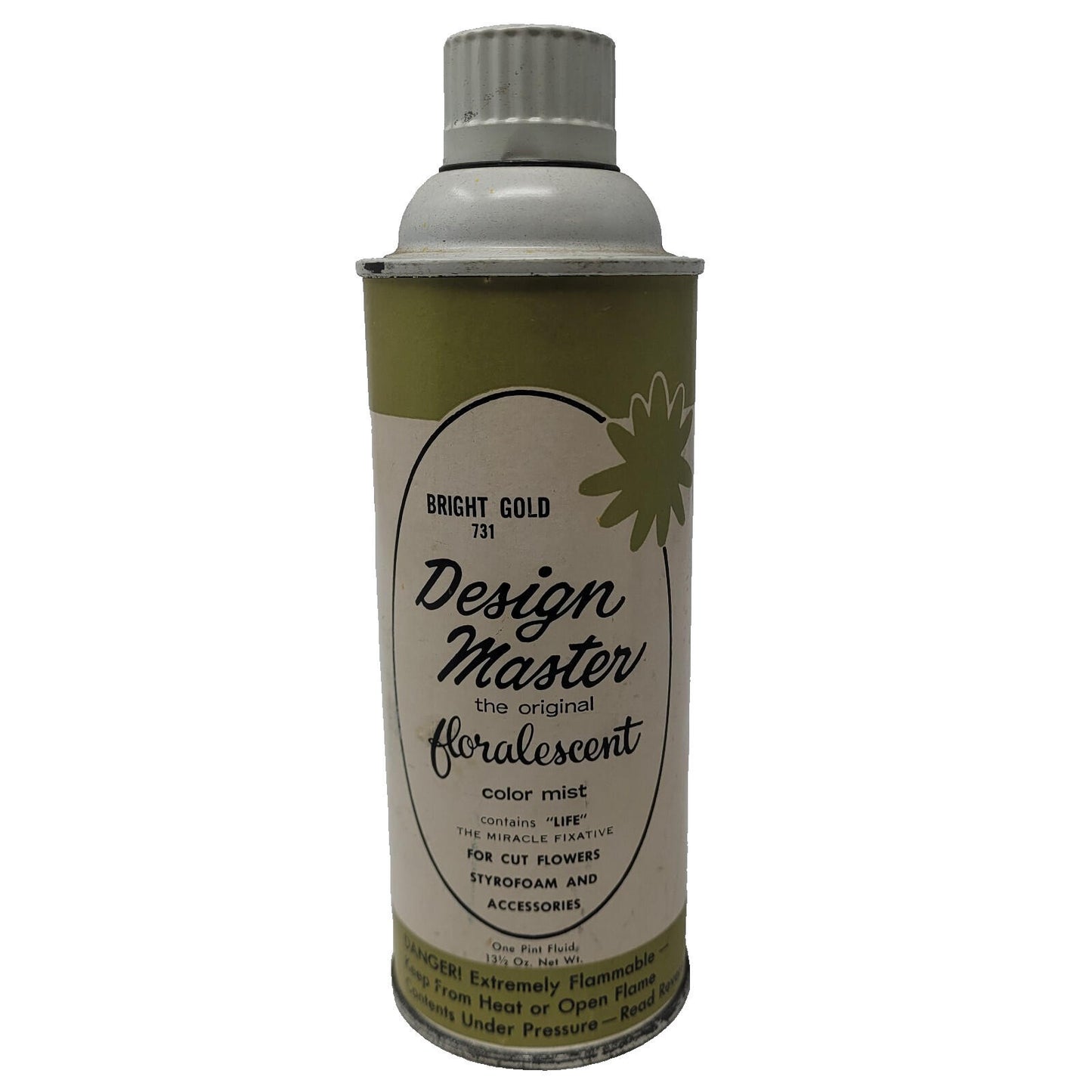 Vintage Design Master Floralescent Spray Paint Metal Lid Bright Gold empty Can