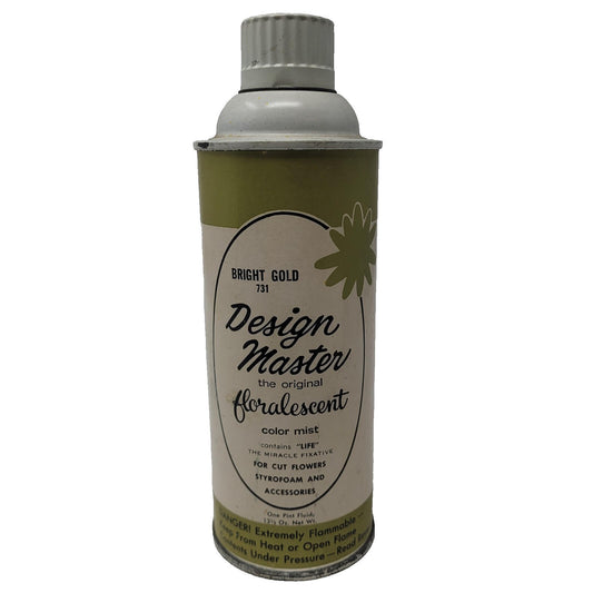 Vintage Design Master Floralescent Spray Paint Metal Lid Bright Gold empty Can