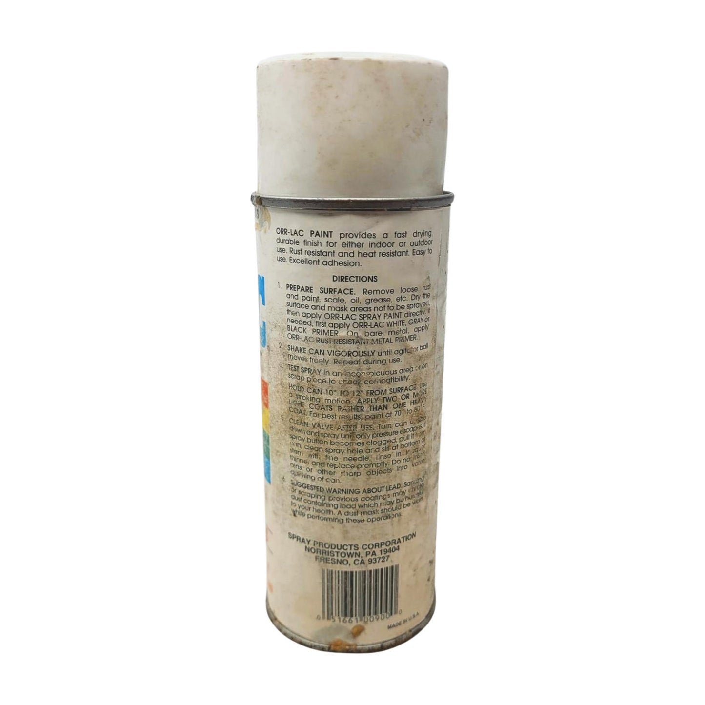 Vintage Orr-lac spray paint Can Gloss White  paper label