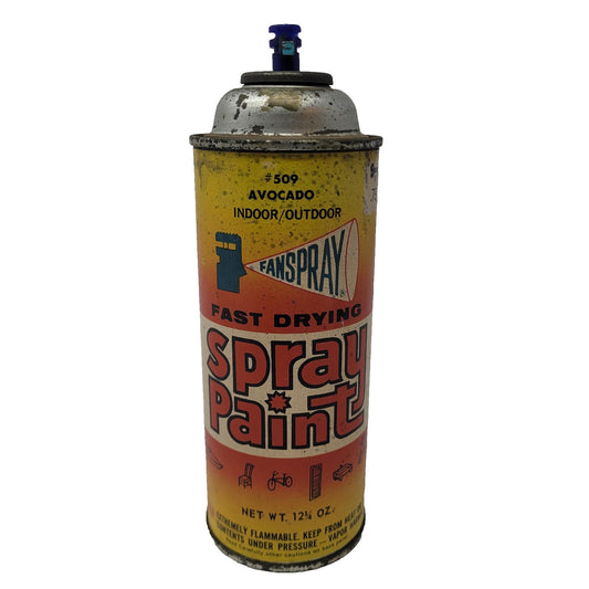 Vtg 1960's 1970's Fanspray Fast Drying #509 Avocado Paper Label Spray Paint Can