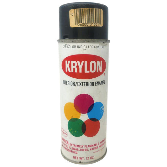 Vintage Krylon Glossy Black 1601. Borden Era Spray Paint Can.  Bar Code Lid.