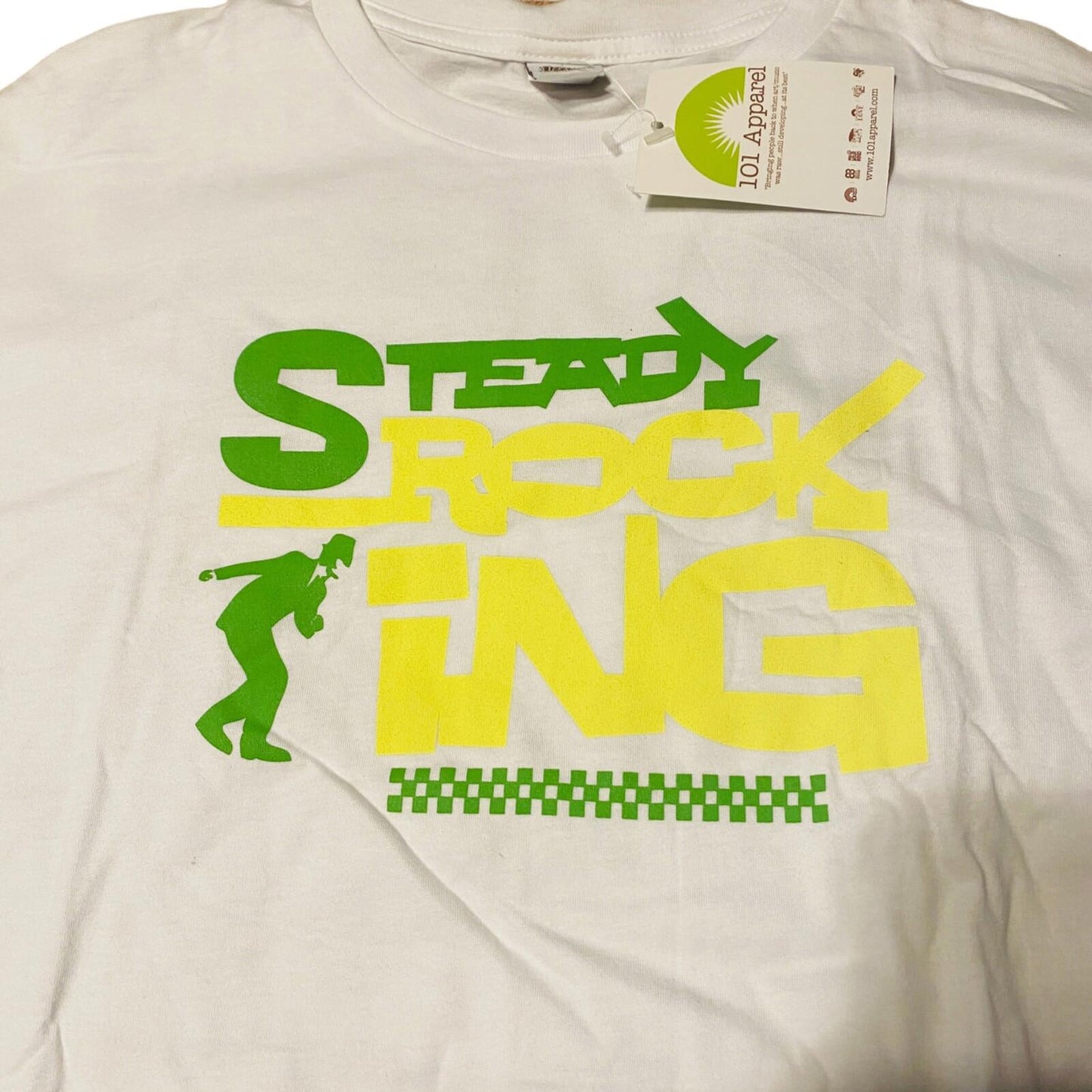 101 Apparel Men's Beige Steady Rocking Print Size XL Vintage Streetwear Hip Hop