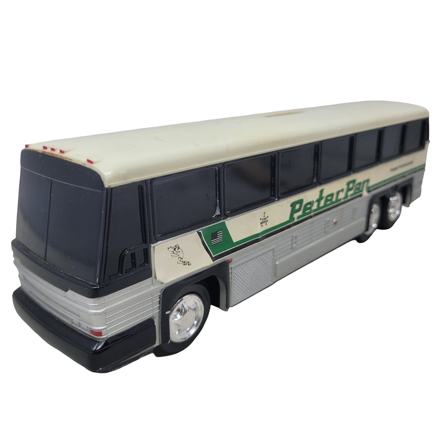 Vintage Peter Pan Bus Lines Plastic Coin Bank Toy Souvenir MCI Coach No. 200 - Panic 39