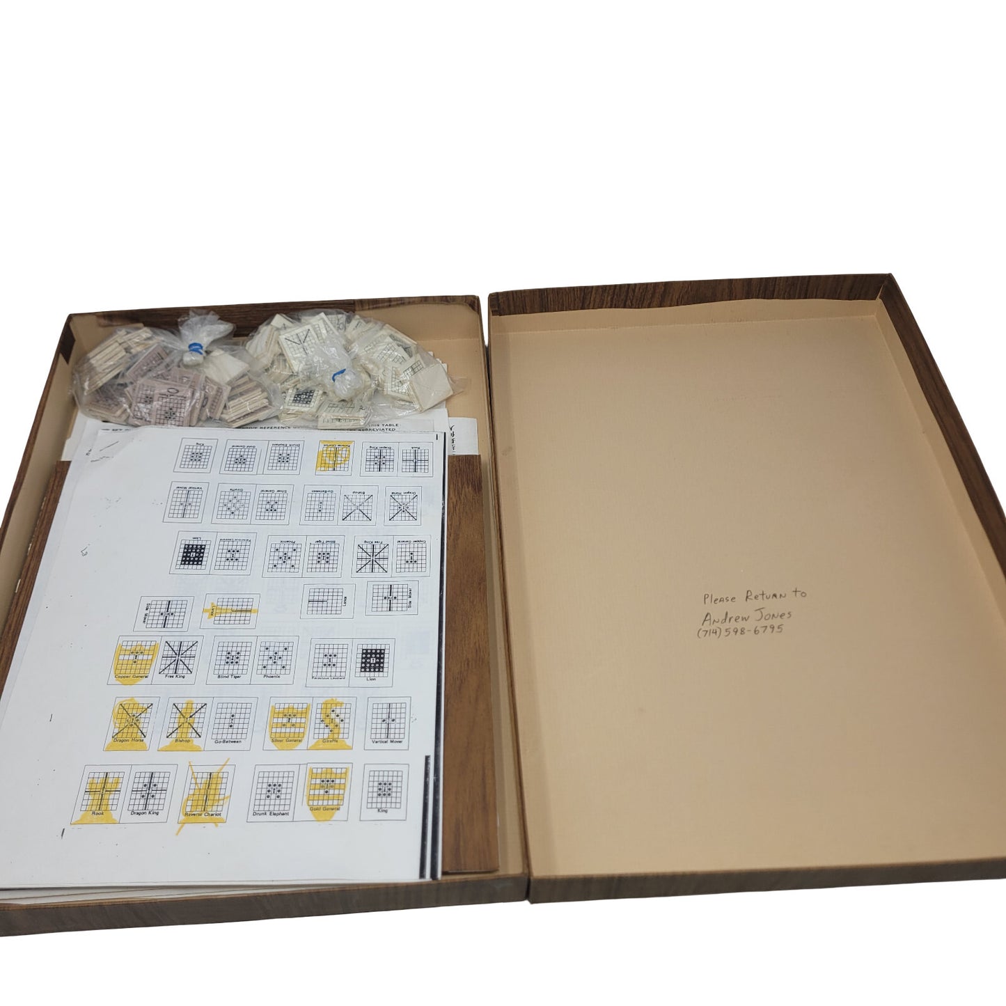 Vintage Chu Shogi Board Game Set Folding Ancient Japanese Chess