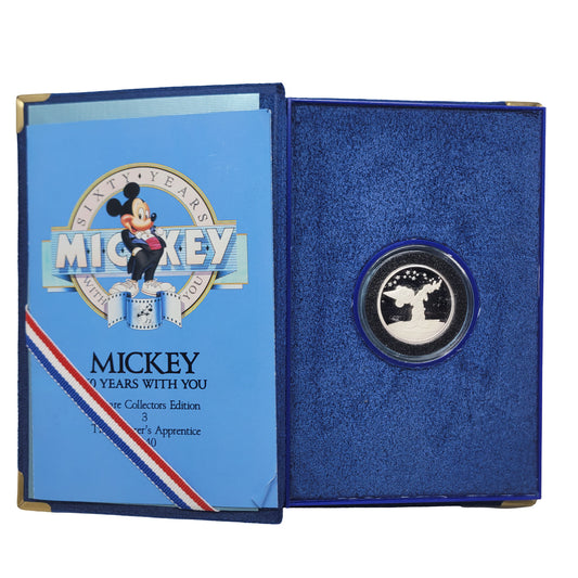 1988 Disney Mickey 60 Years Sorcerers Apprentice 1/4 oz 999 Silver Proof Coin - Panic 39