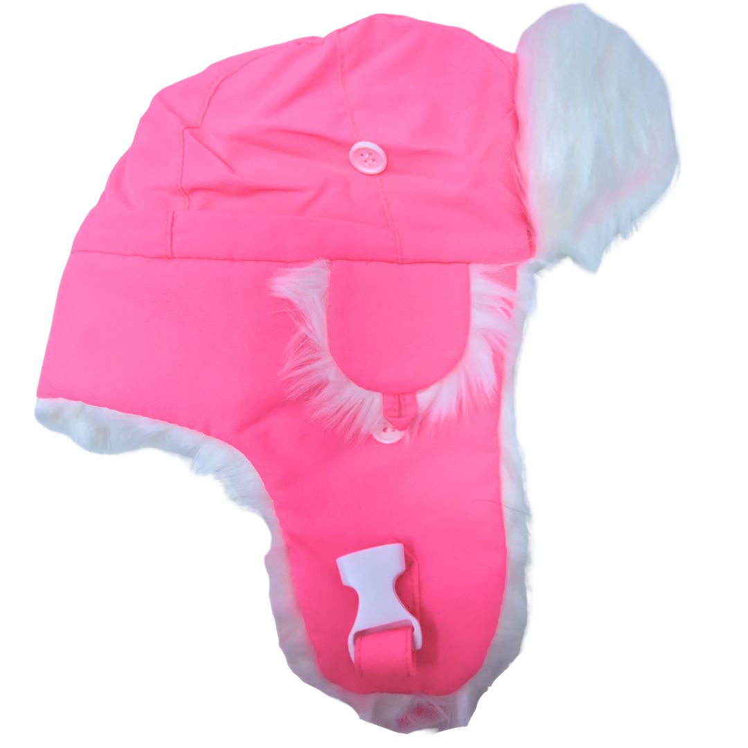 The Side Logo Aviator Hat in Neon Pink and White