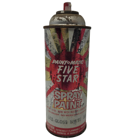 RARE Vintage PAINT-O-MATIC FIVE STAR Graffiti Gloss White 501 Spray Paint Can
