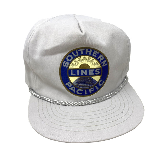 Vintage Southern Lines Pacific Railroad Snapback Trucker Hat  Light Gray