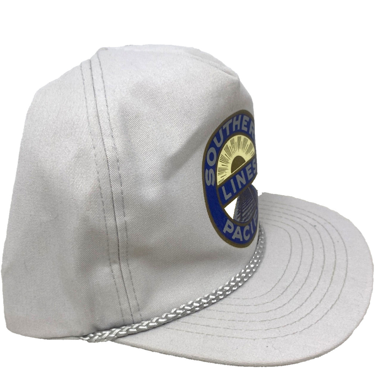 Vintage Southern Lines Pacific Railroad Snapback Trucker Hat  Light Gray