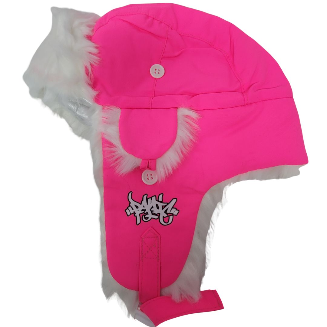 The Side Logo Aviator Hat in Neon Pink and White