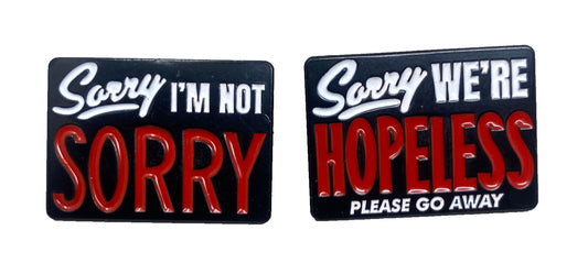 Sorry Enamel Pins Jewelry Accessories 2 piece