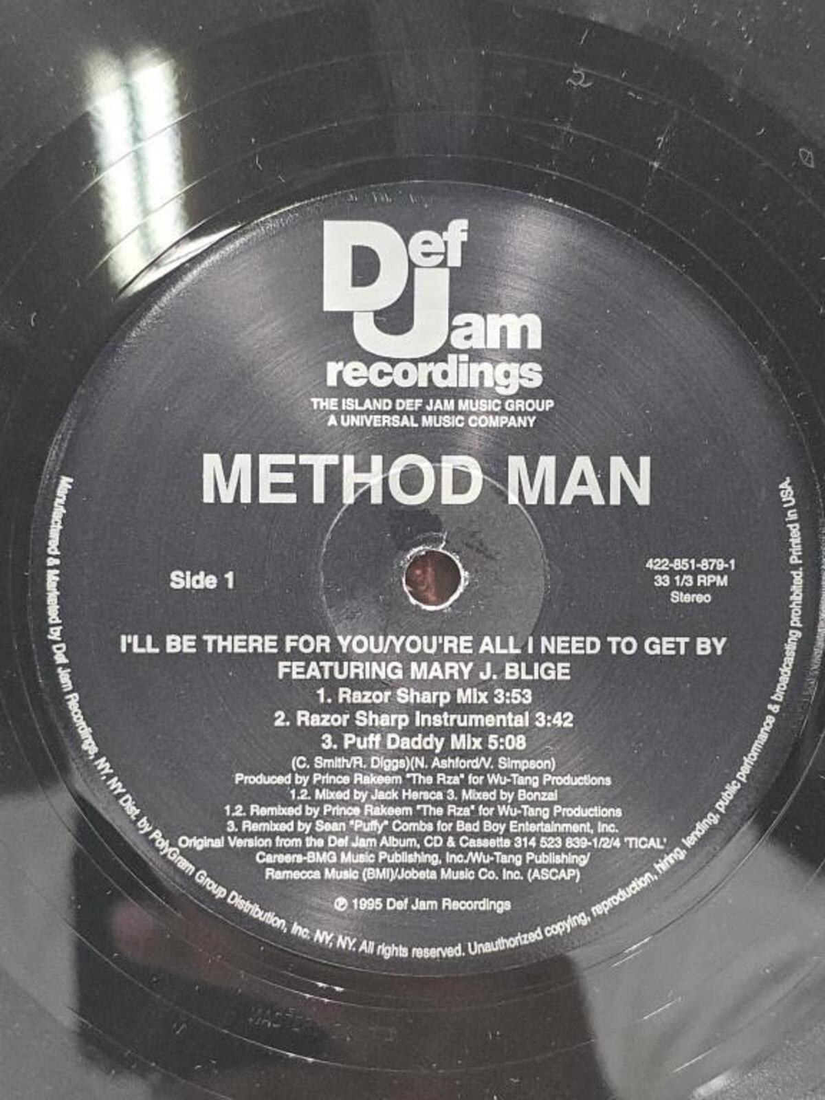 Method Man Signed "I'll Be There For You" Vinyl Autographed Record Wu Tang Clan - Panic 39