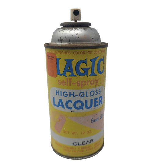 Vintage Spray Paint Can 1960's Magic Self-Spray High Gloss Laquer Clear 12oz