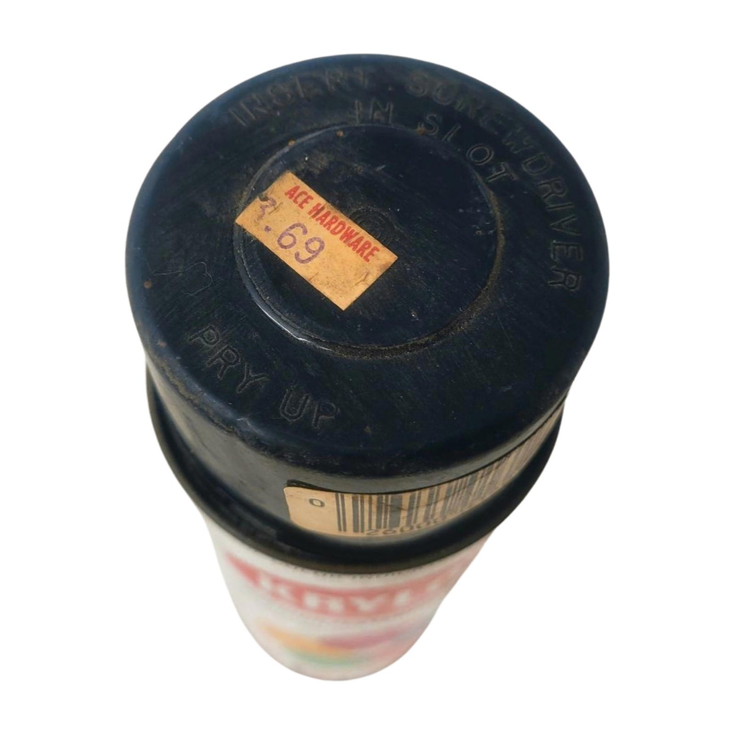 Vintage Krylon Glossy Black 1601. Borden Era Spray Paint Can.  Bar Code Lid.