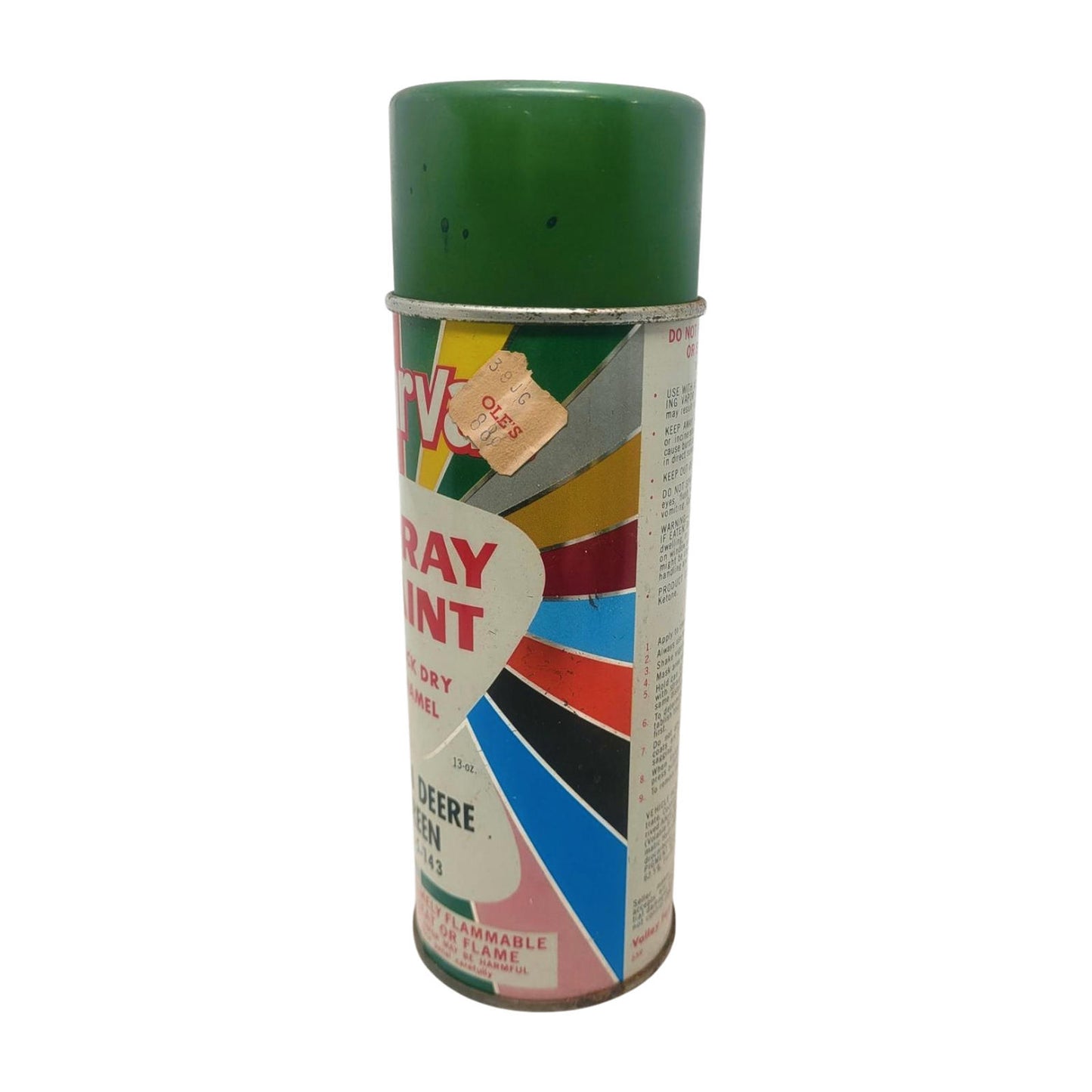 Vintage SparVar Spray Paint Can John Deere Green S-143 Metal Lid Retro graphics